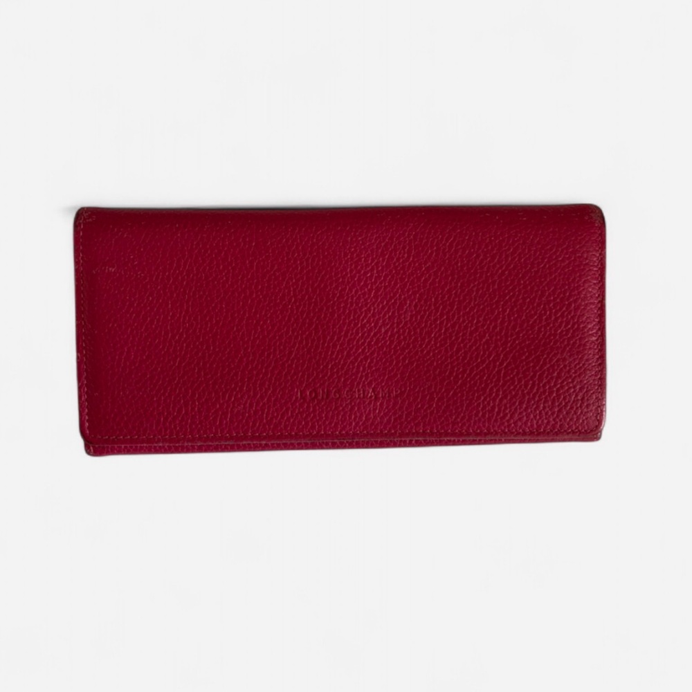 Longchamp Le Foulonné Long Leather Wallet in Pink/ Fuchsia Color